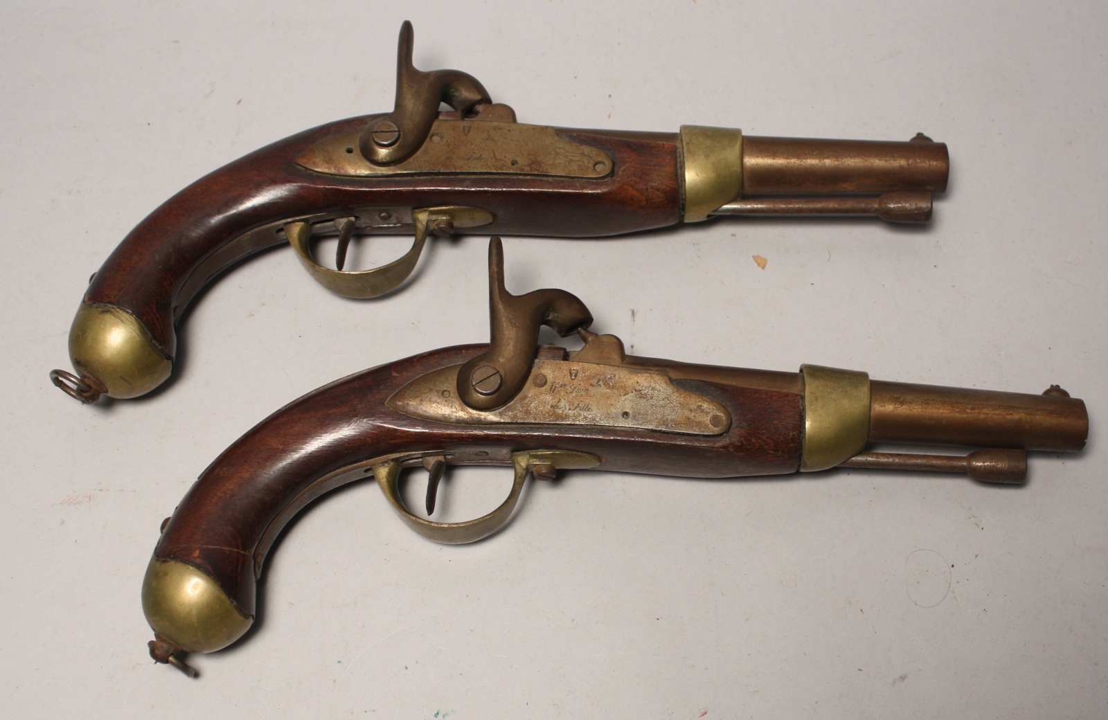 Appraisal: PAIR OF EUROPEAN CAVALRY PERCUSSION PISTOLS cal Part octagonal part