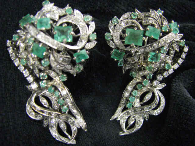 Appraisal: Emerald Diamond Earrings carats of emeralds and carat of diamonds