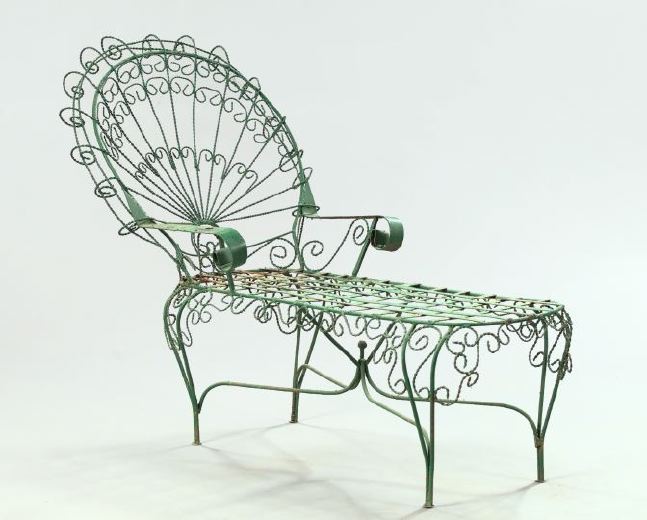 Appraisal: Late Victorian Wirework Chaise Lounge ca the back in a