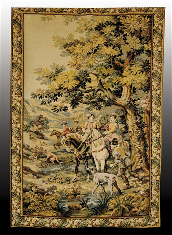 Appraisal: Continental tapestry depicting hunting scene signed d'apres C Detti H