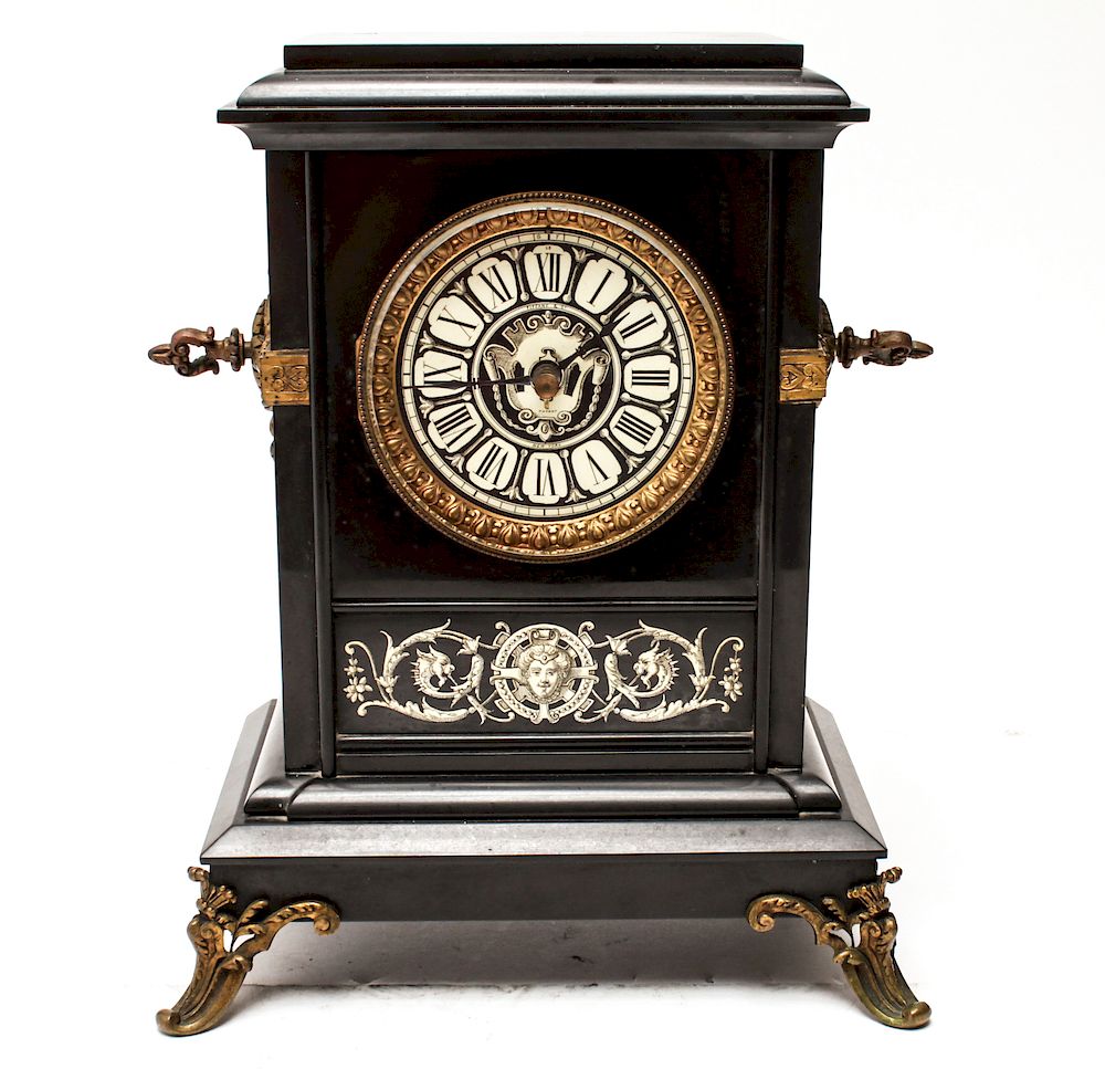 Appraisal: Tiffany Co Movement Black Marble Mantel Clock Tiffany Co movement