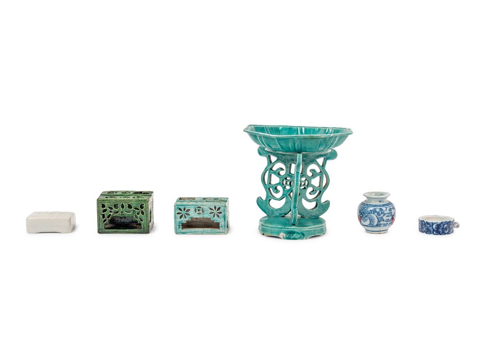 Appraisal: Six Chinese Porcelain Scholar's Objects Six Chinese Porcelain Scholar's Objects