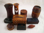 Appraisal: Eight items of treen including a well turned boxwood barrel