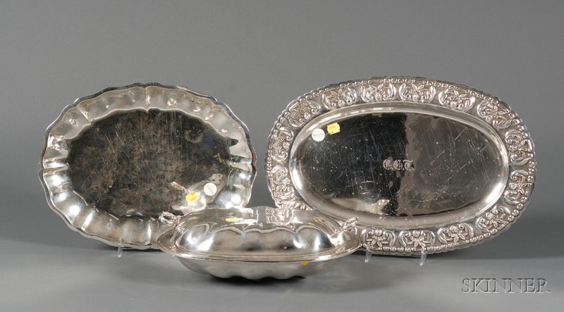 Appraisal: Three Mexican Silver Serving Dishes mid- th century comprising a