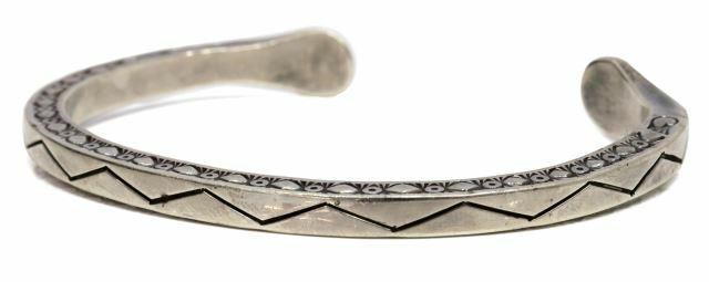 Appraisal: Gent's Native American sterling silver cuff bracelet Raymond Ortiz-Twinhorse Navajo