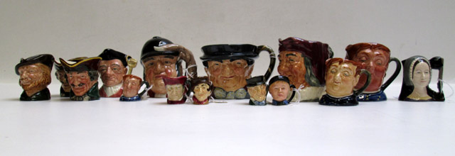 Appraisal: ROYAL DOULTON CERAMIC CHARACTER TOBY JUGS fifteen pieces small jugs