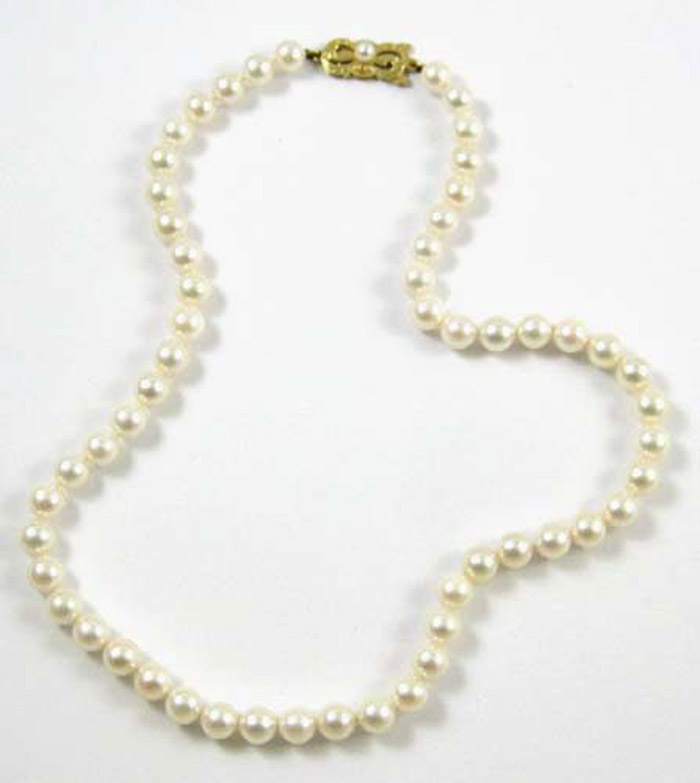 Appraisal: JAPANESE MIKIMOTO PEARL NECKLACE a - inch strand of round