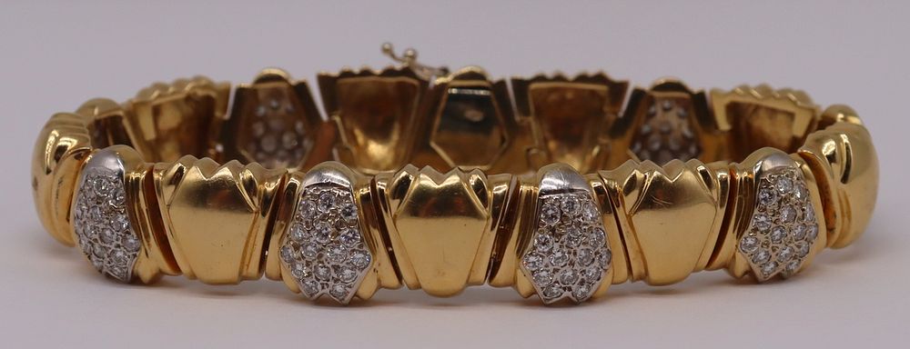 Appraisal: JEWELRY Signed kt Gold and Diamond Bracelet Signed kt yellow