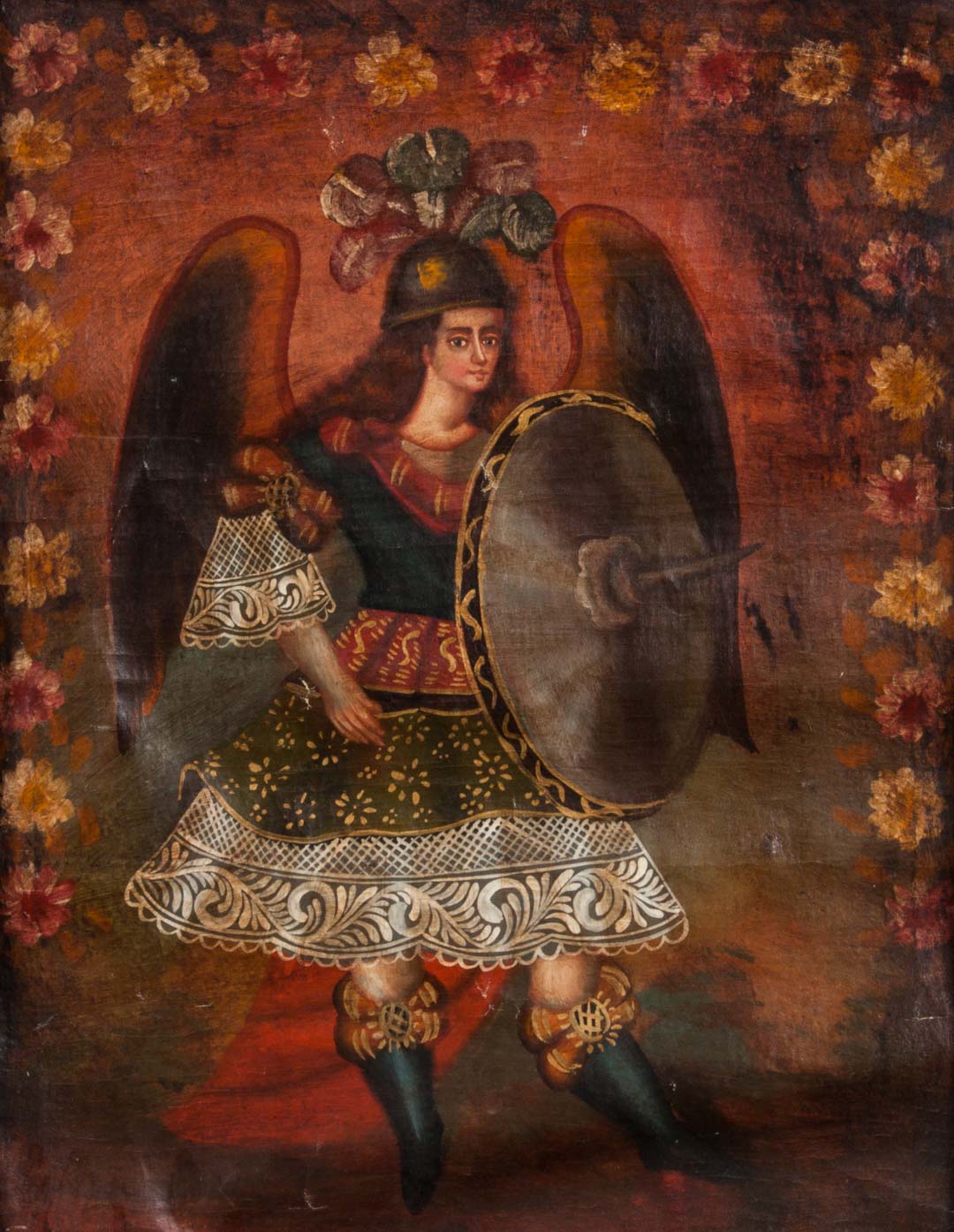 Appraisal: Cuzco School Saint Michael oil on canvas Late th early