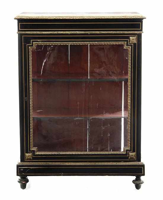 Appraisal: Louis XVI style marbletop ebonized display cabinet late th century