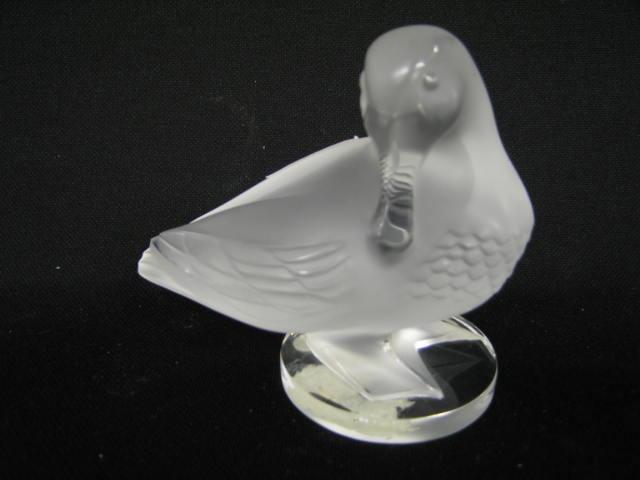 Appraisal: Lalique French Crystal Figurine of a Duck frosted tall long