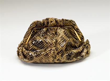 Appraisal: Judith Leiber snakeskin purse Undyed python pouch-style evening bag with