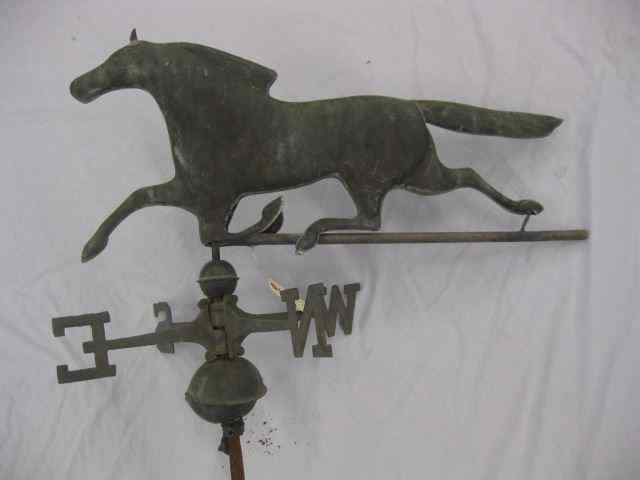 Appraisal: Copper Weathervane of a Horse running '' long figure all