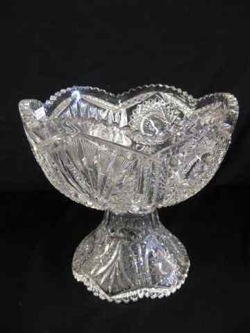 Appraisal: Cut Glass Punchbowl on Stand brilliant period blown-out hobstars and