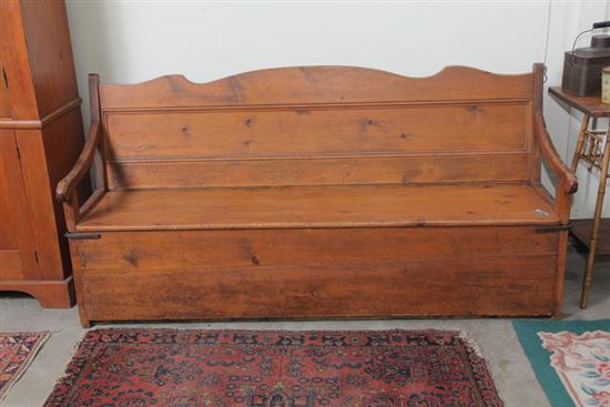 Appraisal: BENCH Pine with a scalloped and paneled back and fold