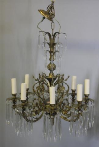 Appraisal: Gilt Metal Pineapple Form Arm Chandelier From a Scarsdale NY