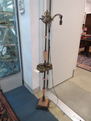 Appraisal: Art Deco Floor Lamp with pink opalescent glass and bronzed