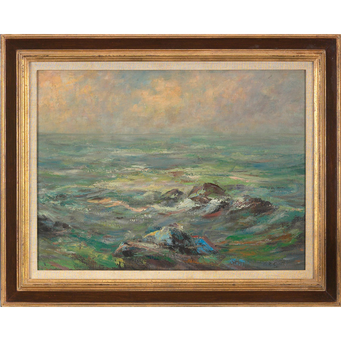 Appraisal: George Palmer Coles American - Rocky Shoreline at Sunset oil