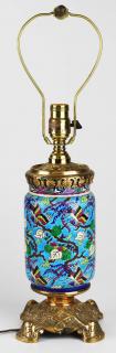 Appraisal: French Longwy gilt brass enamel table lamp overall ht French