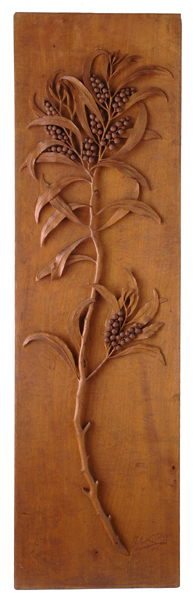 Appraisal: AN IMPORTANT AUSTRALIAN CARVED EUCALYPT PANEL Signed John K Blogg