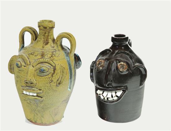 Appraisal: TWO GROTESQUE JUGS American late th century ''Beaumont Pottery'' North