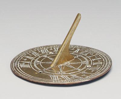 Appraisal: Brass sundial heavy circular plate with peened feet on marker