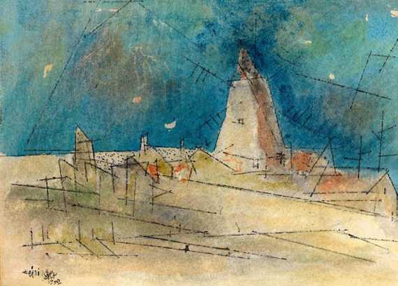 Appraisal: FEININGER LYONEL New York Untitled Windmill Watercolour and India ink