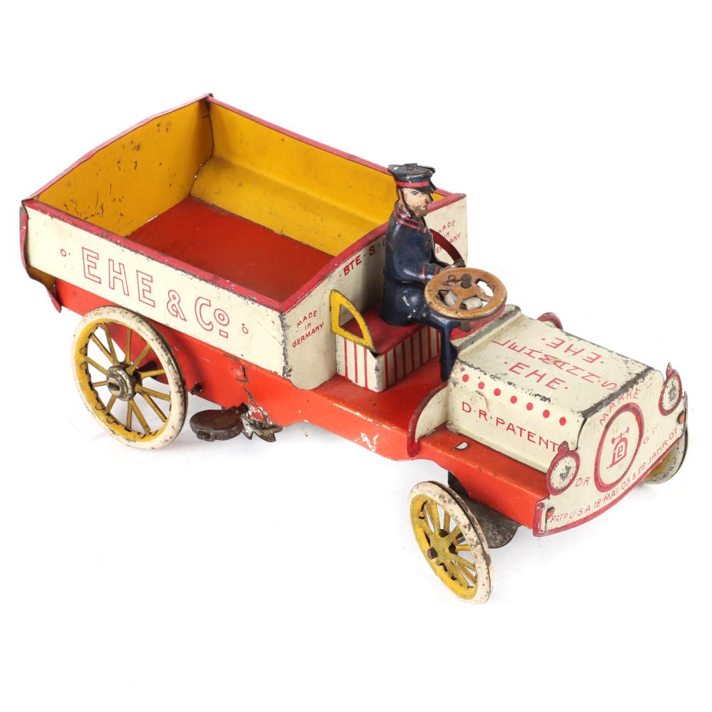 Appraisal: LEHMANN EHE CO TIN LITHO WINDUP CLOCKWORK TOY FLATBED TRUCK