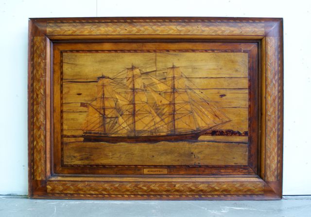 Appraisal: A Marquetry Panel depicting HMS Galatea x cm Provenance The