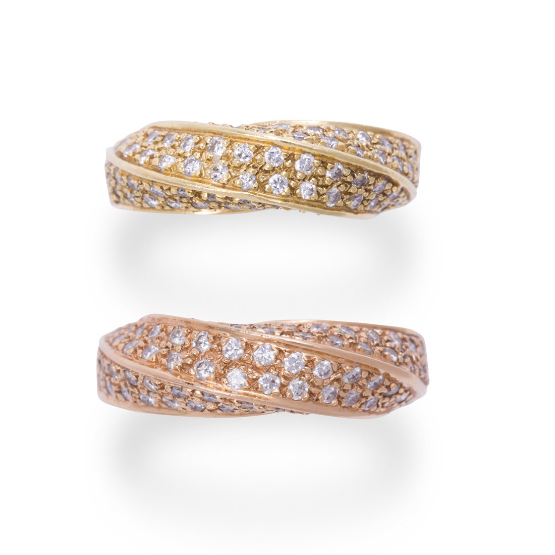 Appraisal: A PAIR OF DIAMOND AND EIGHTEEN KARAT YELLOW OR ROSE