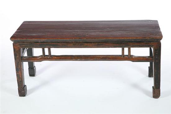 Appraisal: BENCH Chinese early th century hardwood Plank top with shaped