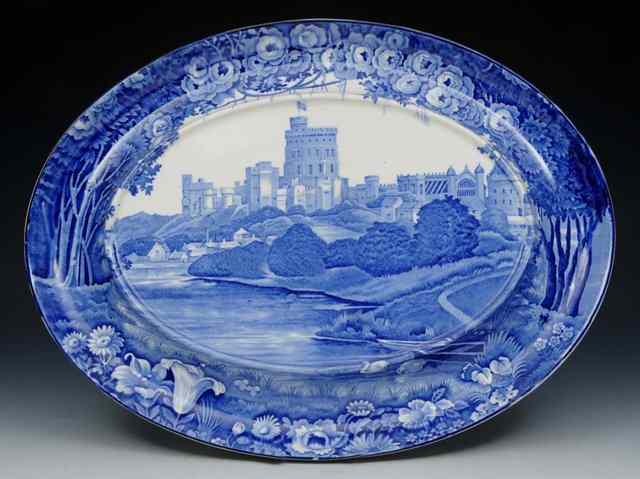 Appraisal: AN ENOCH WOOD SONS BLUE TRANSFER OVAL STAND 'Windsor Castle'