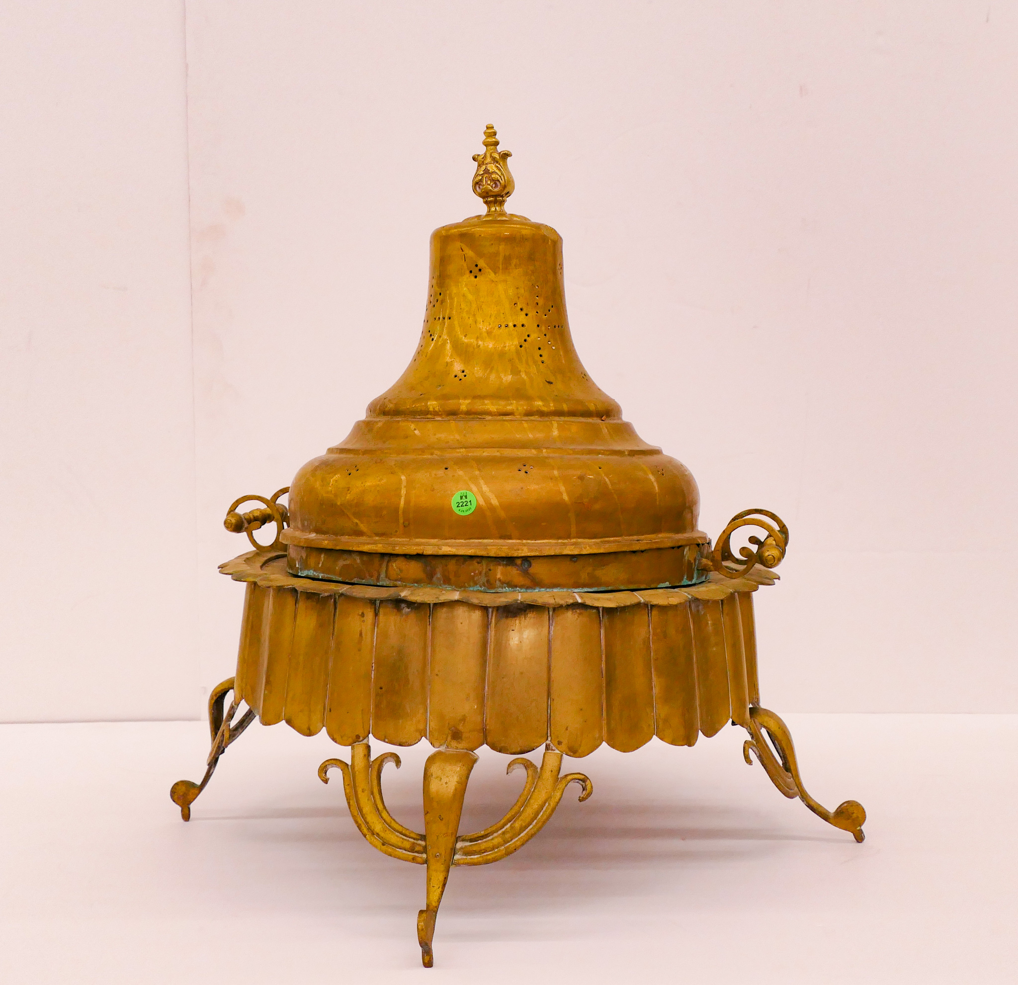 Appraisal: Antique Turkish Brass Large Footed Room Heater- x ''