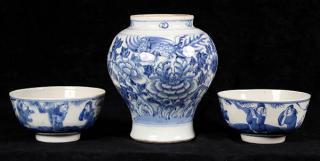 Appraisal: Chinese Blue and White Porcelain lot of Chinese underglaze blue