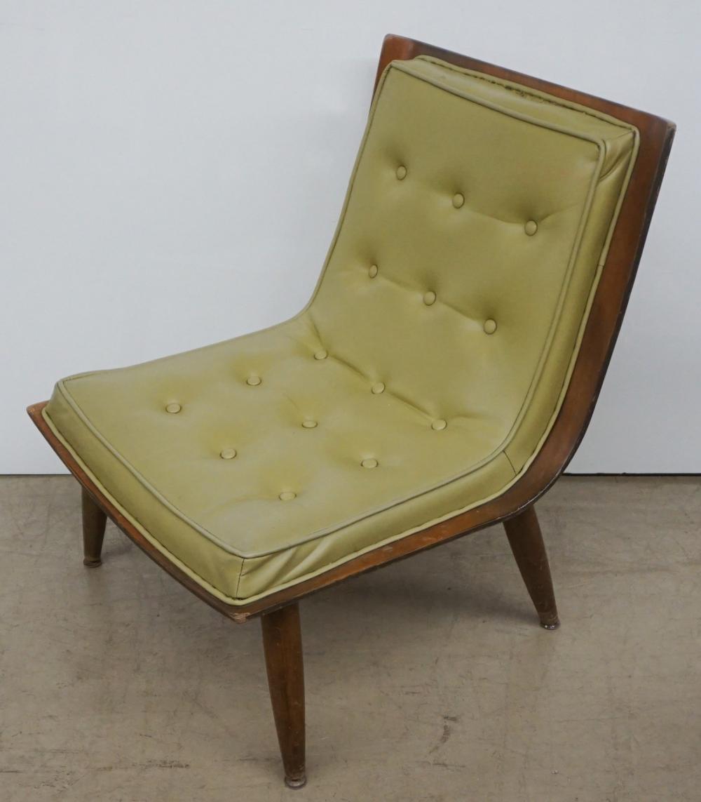 Appraisal: CARTER BROS GREEN VINYL UPHOLSTERED PLYWOOD SCOOP CHAIR X X