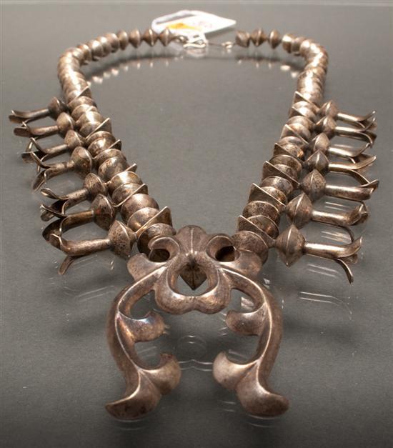 Appraisal: Navajo coin silver squash blossom necklace