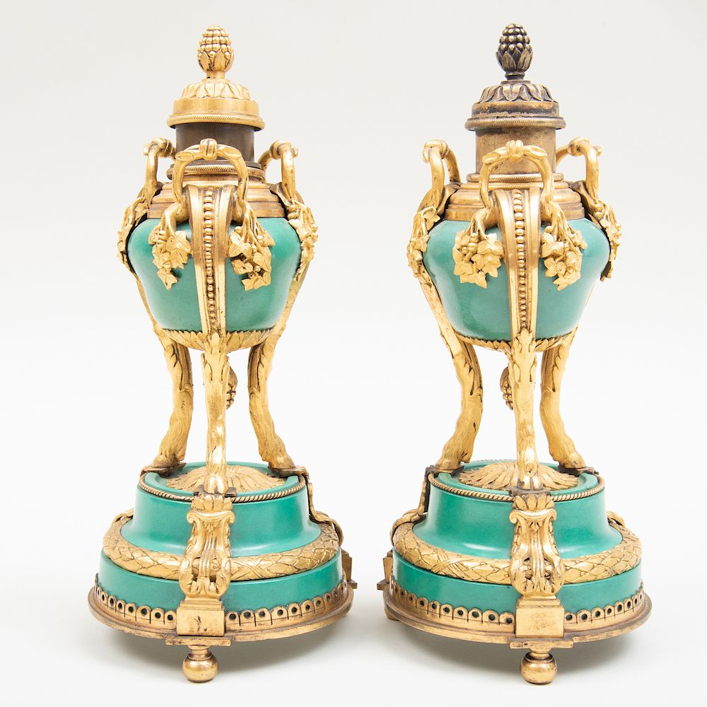 Appraisal: Pair of Louis XVI Style Gilt-Bronze Mounted Porcelain Cassoulets Pair