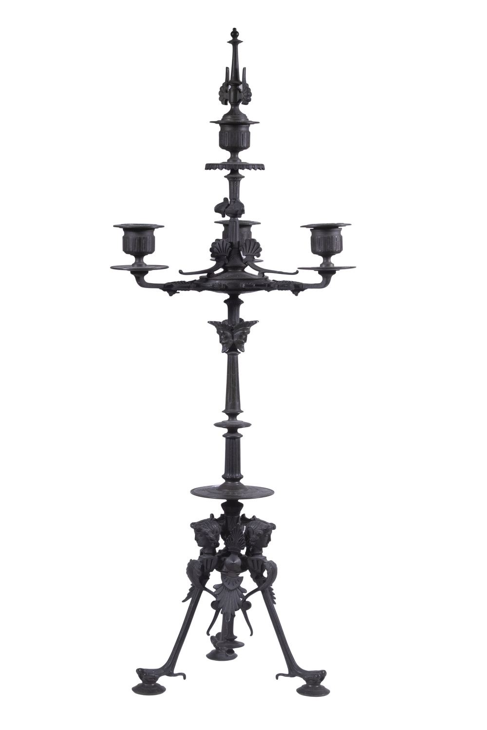 Appraisal: VICTORIAN BRONZE CANDELABRUM th c Eastlake Patinated Bronze Figural Candelabrum