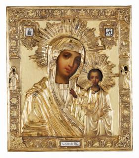 Appraisal: A RUSSIAN ICON OF THE KAZANSKAYA MOTHER OF GOD IN