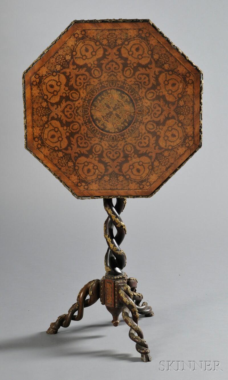 Appraisal: Ormolu-mounted and Inlaid Tilt-top Rosewood Table th century octagonal top