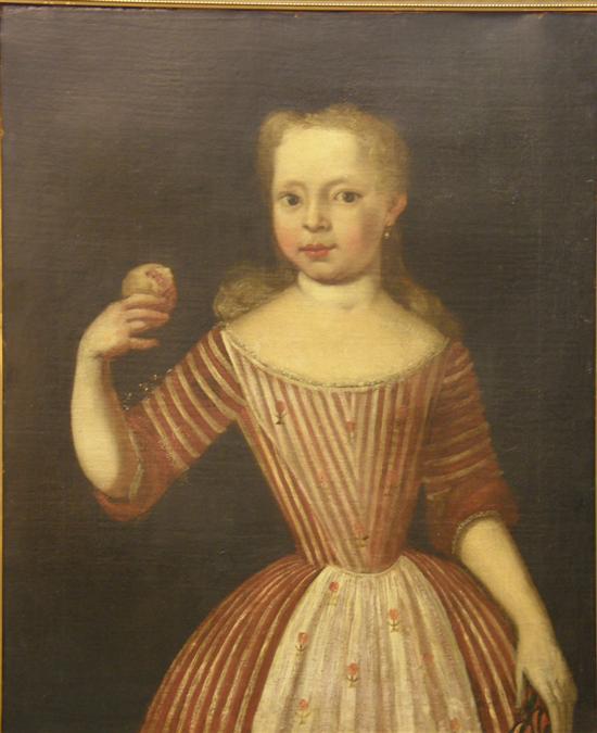 Appraisal: th century portrait of a young girl holding a pomegranate