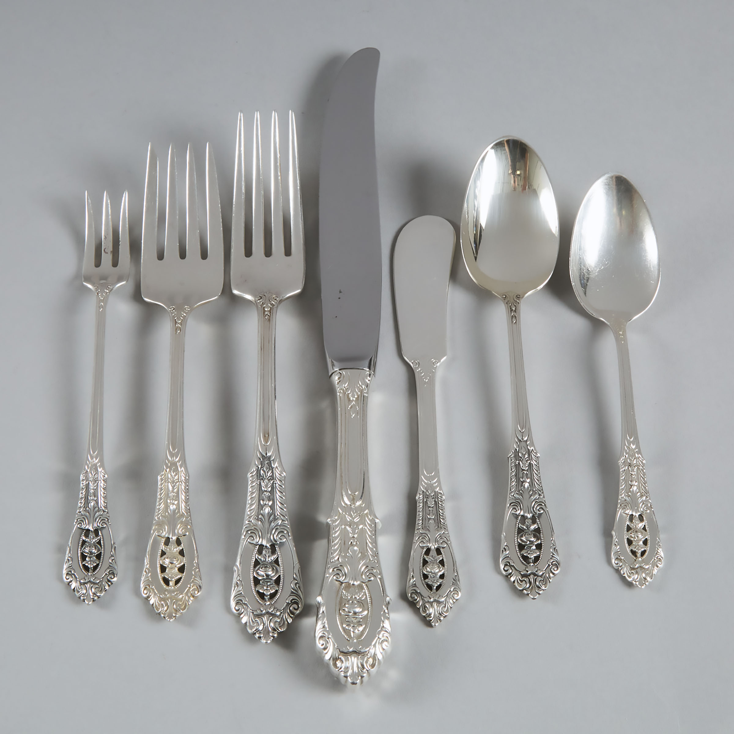 Appraisal: American Silver Rosepoint Pattern Flatware Wallace Silversmiths Wallingford Ct th