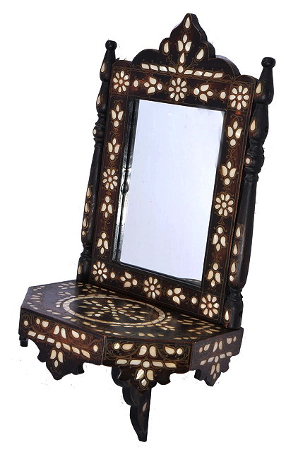 Appraisal: A MIDDLE EASTERN HARDWOOD AND MOTHER OF PEARL INLAID MIRROR