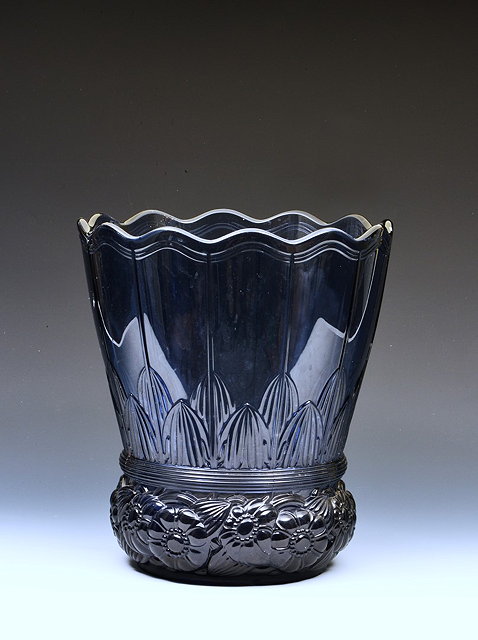 Appraisal: Val St Lambert of BelgiumBlue glass vase circa possibly designed