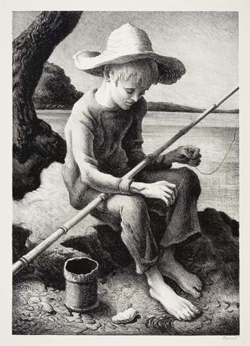 Appraisal: THOMAS HART BENTON The Little Fisherman Lithograph x mm x