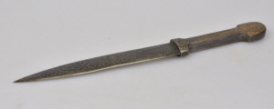 Appraisal: An Indian double sided paper knife with overall etched decoration