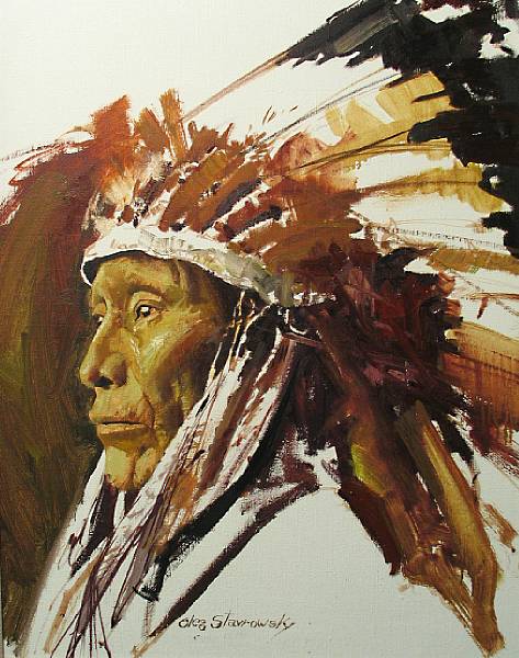 Appraisal: Oleg Stavrowsky American born Afraid of Eagle Sioux signed 'Oleg