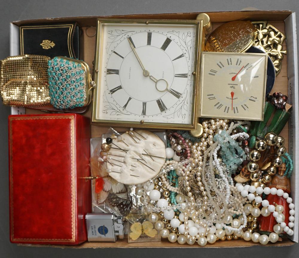 Appraisal: GROUP OF ASSORTED COSTUME JEWELRY CLOCKS BOXES POUCHES AND OTHER