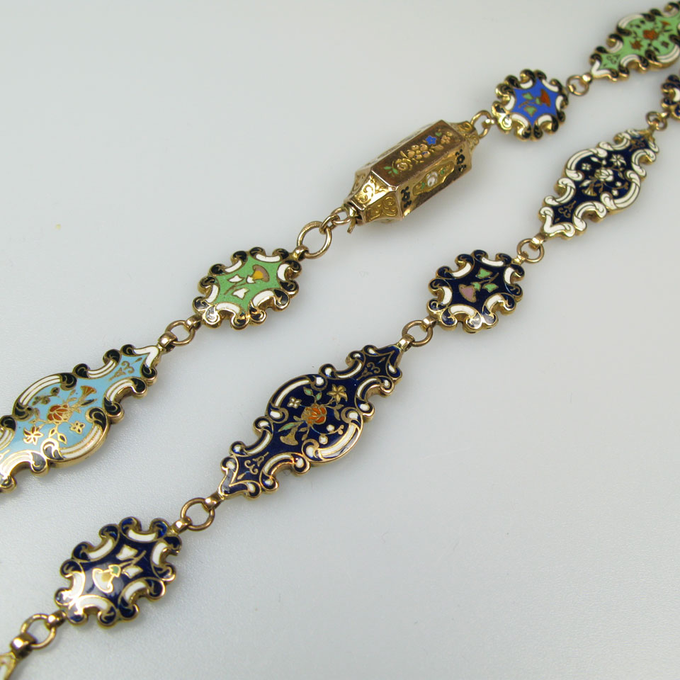 Appraisal: Birks k Yellow Gold Necklace decorated with enamel length in