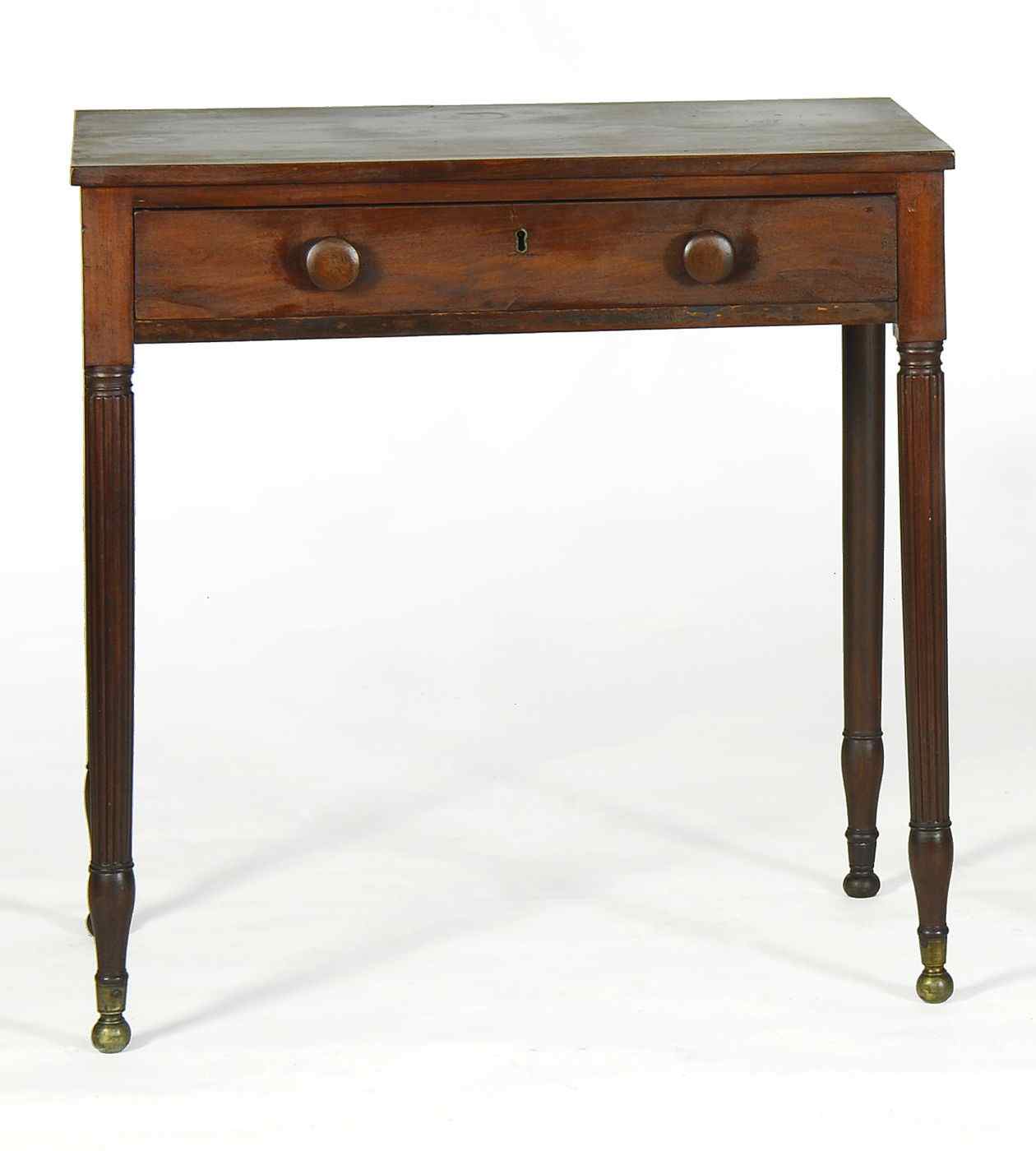 Appraisal: ANTIQUE AMERICAN SHERATON ONE-DRAWER DRESSING TABLECirca In mahogany Turned legs